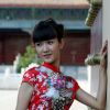 在北京故宫游玩的旗袍美女展示照片